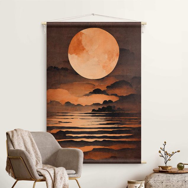 Wanddeko Wohnzimmer Oranger Mond