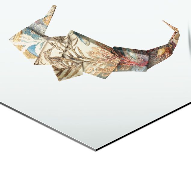 Wanddeko türkis Origami Seepferdchen