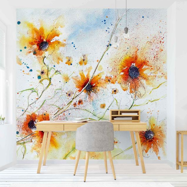 Wanddeko Wohnzimmer Painted Flowers