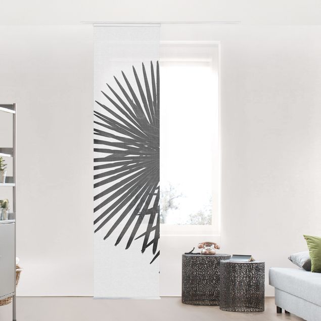 Wanddeko Wohnzimmer Palmenfarne in Schwarz-Weiß
