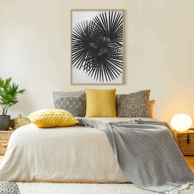 Wanddeko Flur Palmenfarne in Schwarz-Weiß