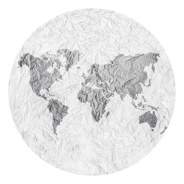 Wanddeko Esszimmer Papier Weltkarte Weiß Grau