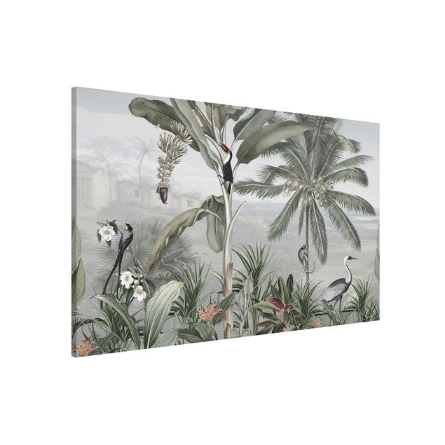 Wanddeko Esszimmer Paradiesvögel im Dschungelpanorama