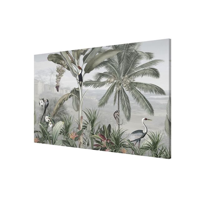 Wanddeko Büro Paradiesvögel im Dschungelpanorama