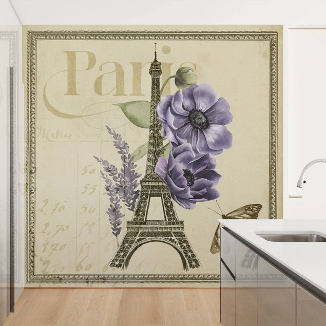 Wanddeko Wohnzimmer Paris Collage Eiffelturm