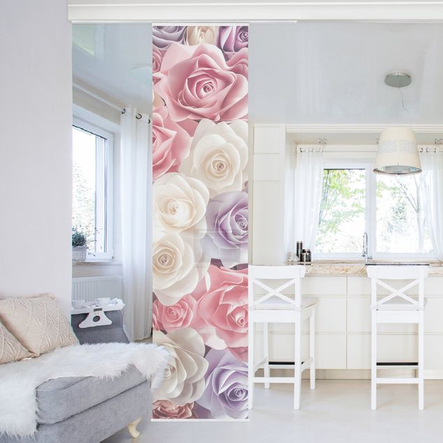 Wanddeko Wohnzimmer Pastell Paper Art Rosen