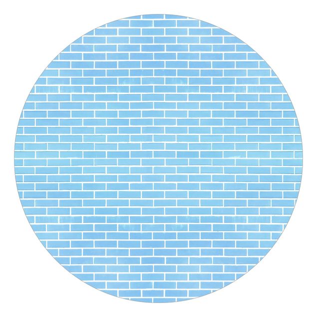 Wanddeko Esszimmer Pastellblaue Ziegelwand