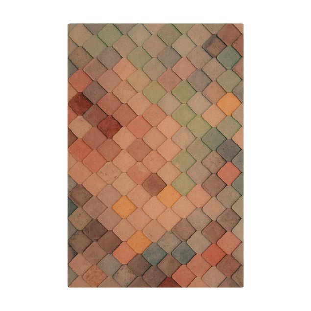 Moderne Teppiche Pastellfarbene Fischschuppen aus Stein