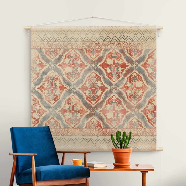Wanddeko Wohnzimmer Persisches Vintage Muster in Indigo II