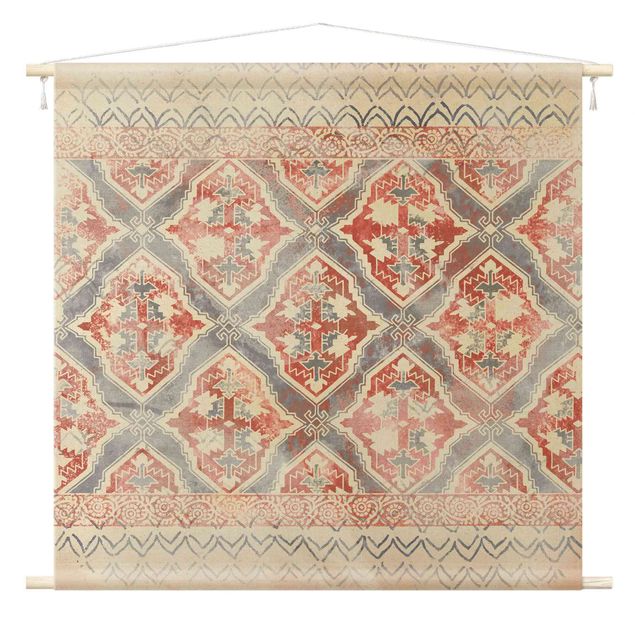 Wanddeko Schlafzimmer Persisches Vintage Muster in Indigo II