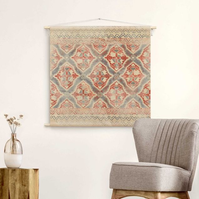 Wanddeko Esszimmer Persisches Vintage Muster in Indigo II