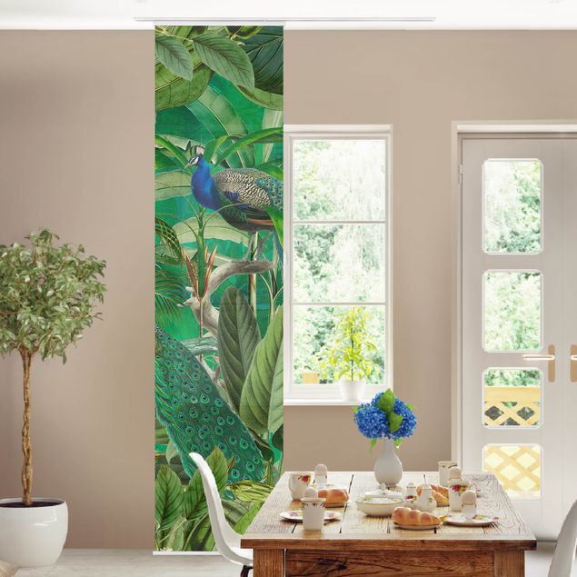 Wanddeko Wohnzimmer Pfauen im Dschungel