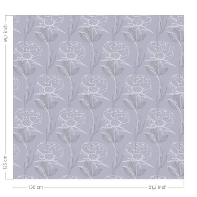 Wanddeko Wohnzimmer Pfingstrosen Muster - Pastell graues Violett