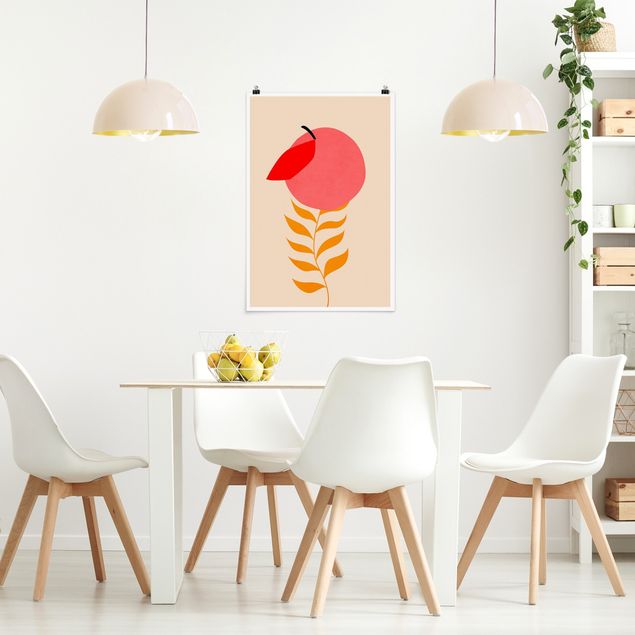 Wanddeko Büro Pfirsichpflanze in Rosa