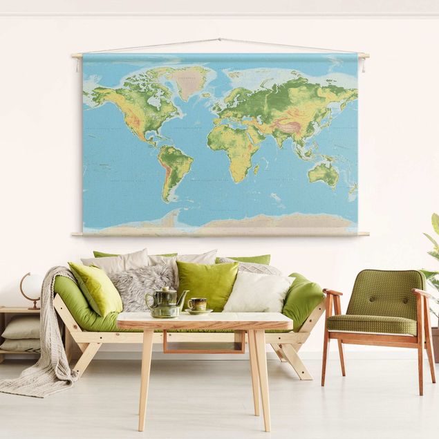 Wanddeko Wohnzimmer Physische Weltkarte