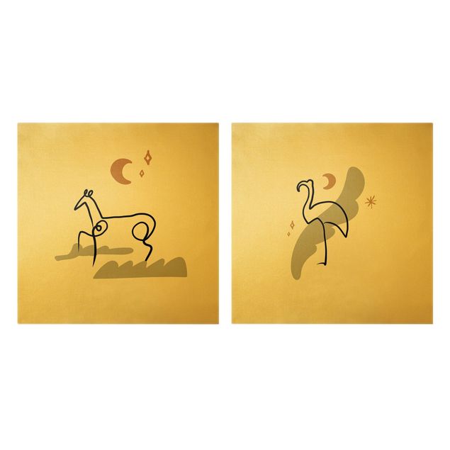 Wandbilder Pferde Picasso Interpretation - Pferd und Flamingo