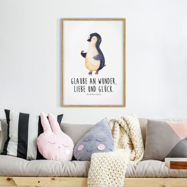 Wanddeko Schlafzimmer Mr. & Mrs. Panda - Pinguin - Wunder und Glück