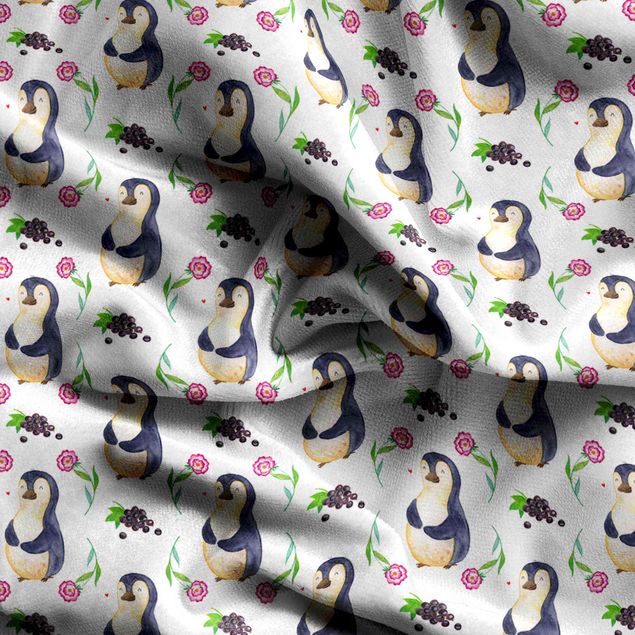 Wanddeko bunt Mr. & Mrs. Panda - Pinguin mit Nelken und Trauben
