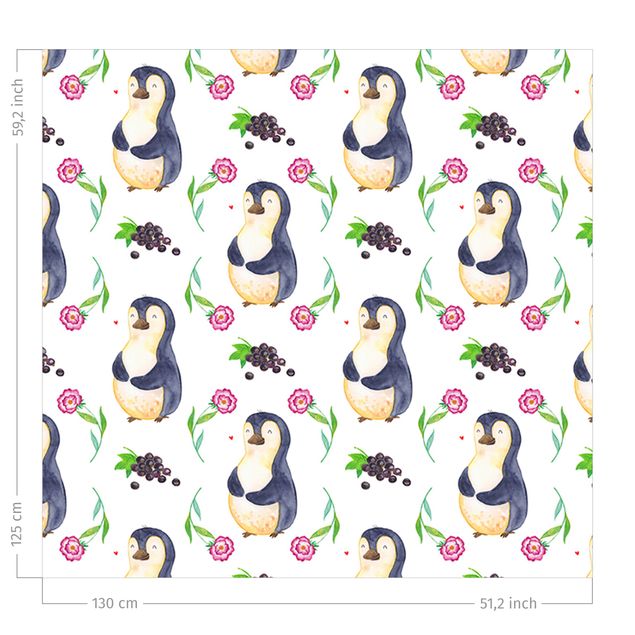 Moderne Vorhänge Mr. & Mrs. Panda - Pinguin mit Nelken und Trauben