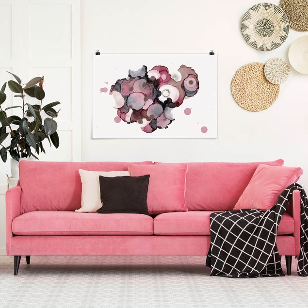 Wanddeko Esszimmer Pink-Beige Tropfen mit Roségold