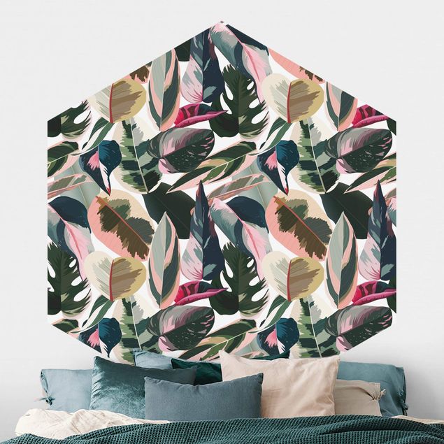 Wanddeko Schlafzimmer Pinke Tropen Muster