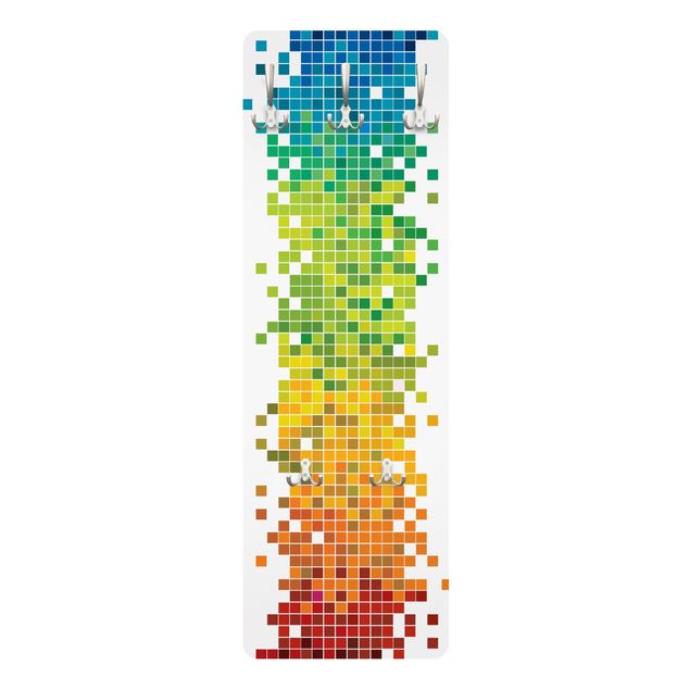 Wanddeko Flur Pixel-Regenbogen