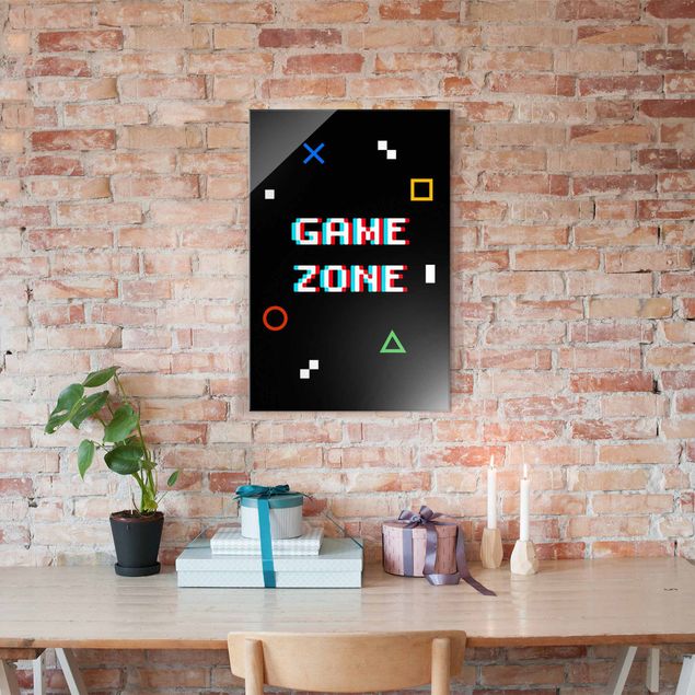 Wanddeko Büro Pixel Spruch Game Zone
