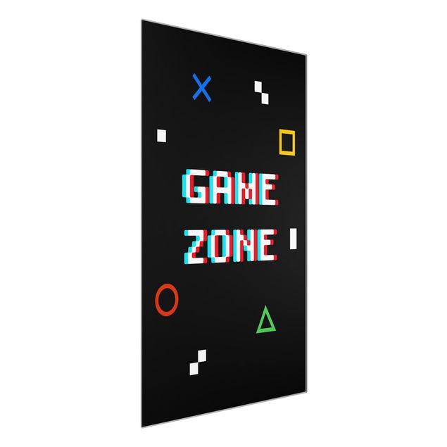 Wanddeko über Sofa Pixel Spruch Game Zone