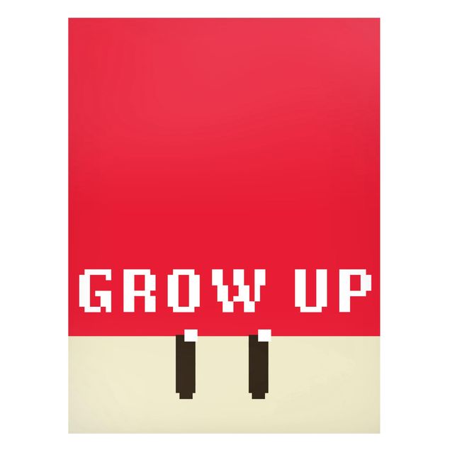 Wanddeko Jugendzimmer Pixel Spruch Grow Up in Rot