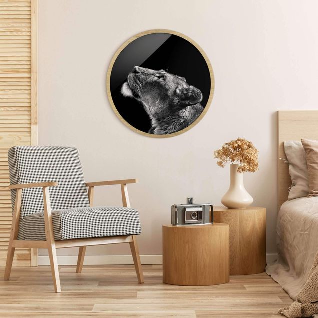 Wanddeko über Sofa Portrait einer Löwin