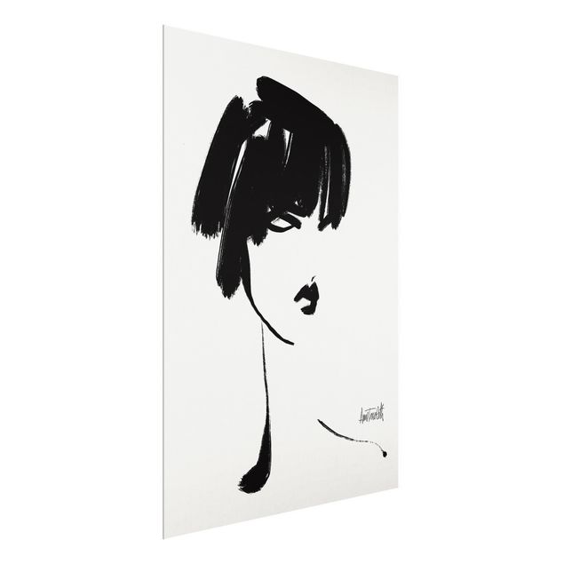 Wanddeko über Bett Portrait mit schwarzem Pinsel