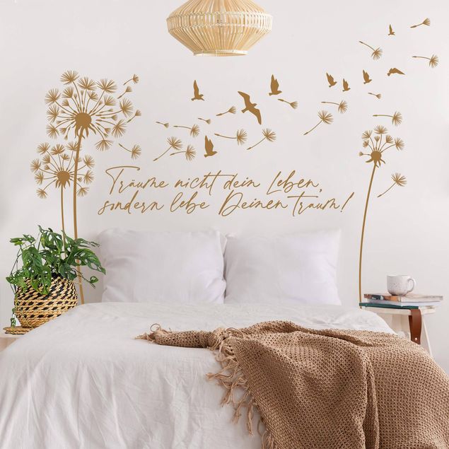 Wanddeko Wohnzimmer Pusteblume - Lebe deinen Traum