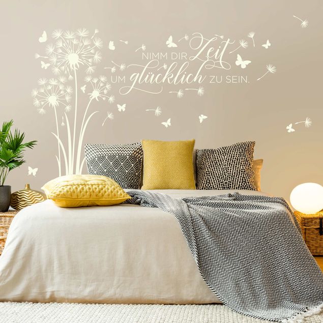Wanddeko Schlafzimmer Pusteblume - Nimm Dir Zeit um glücklich zu sein
