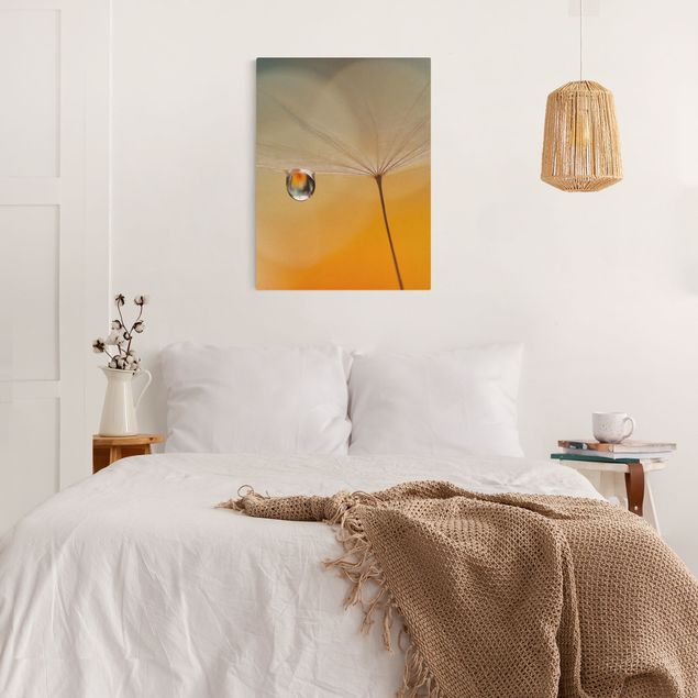 Wanddeko Schlafzimmer Pusteblume in Orange