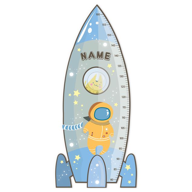 Wanddeko Babyzimmer Rakete blau mit Wunschname