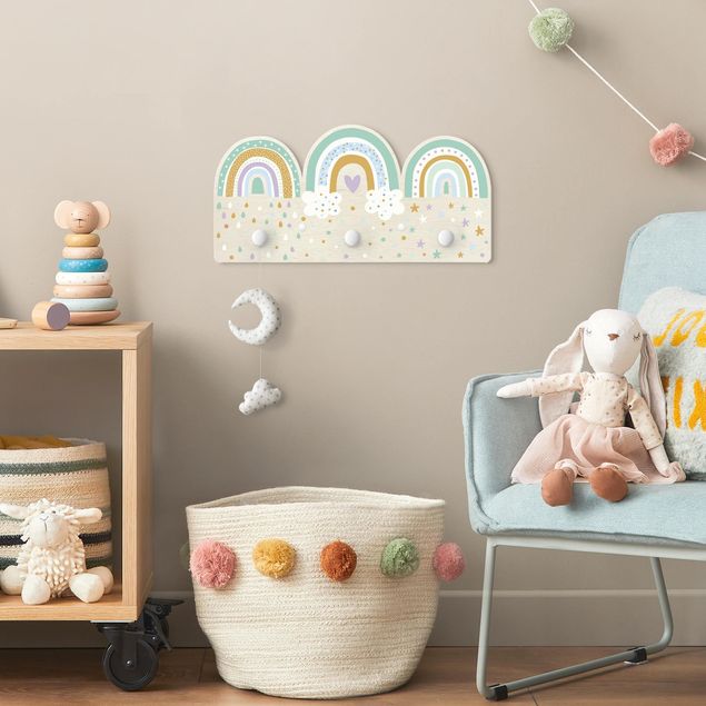 Wanddeko Babyzimmer Regenbögen Pastell Mix