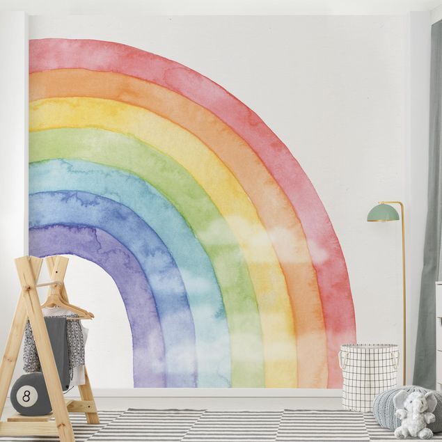 Kinderzimmer Deko Regenbogen und Wolken Wasserfarben