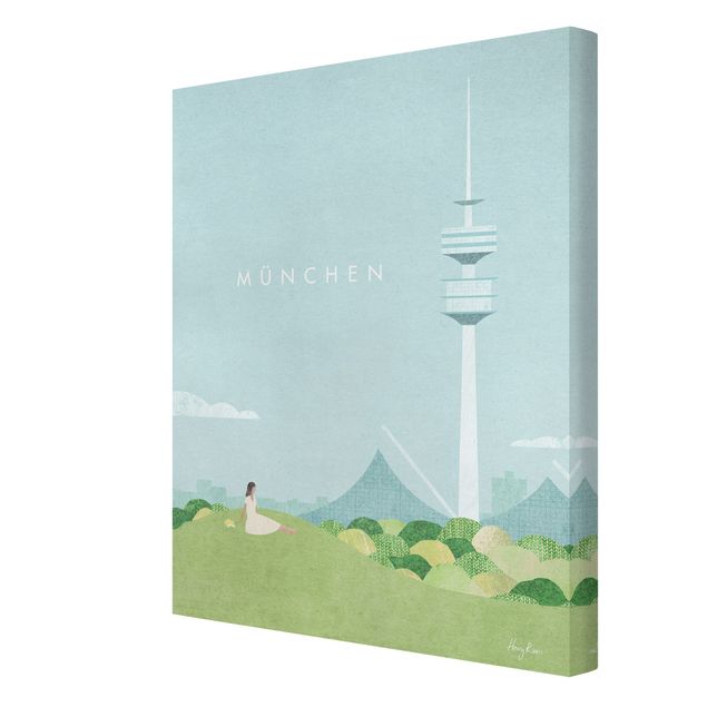 Skyline München Leinwand Reiseposter - München