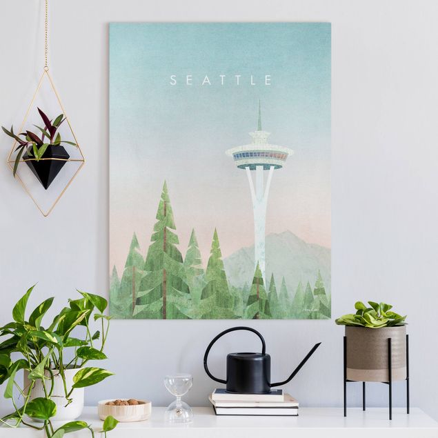 Wanddeko blau Reiseposter - Seattle