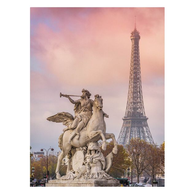 Wanddeko rosa Reiterstatue vor Eiffelturm