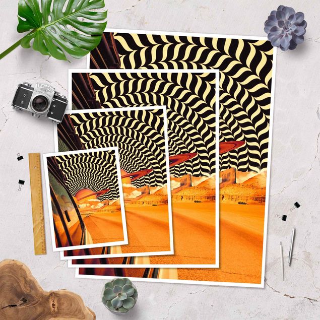 Wanddeko Wüste Retro Collage - Der beste Roadtrip I