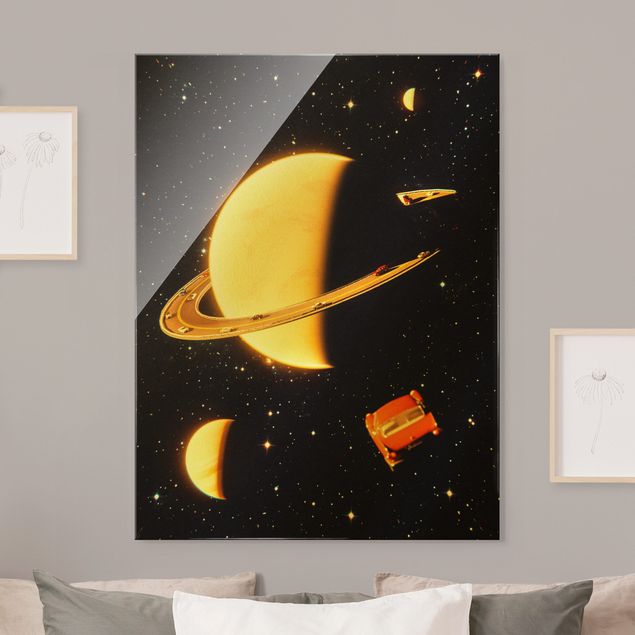 Wanddeko Büro Retro Collage - Die Ringe des Saturn