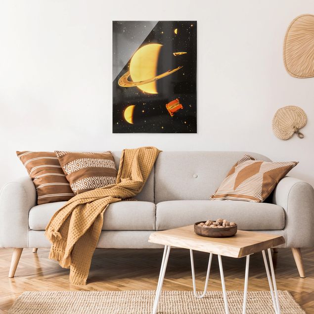 Wanddeko Jugendzimmer Retro Collage - Die Ringe des Saturn
