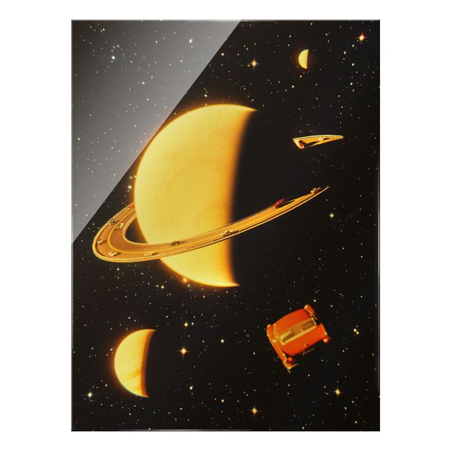 Wanddeko über Sofa Retro Collage - Die Ringe des Saturn