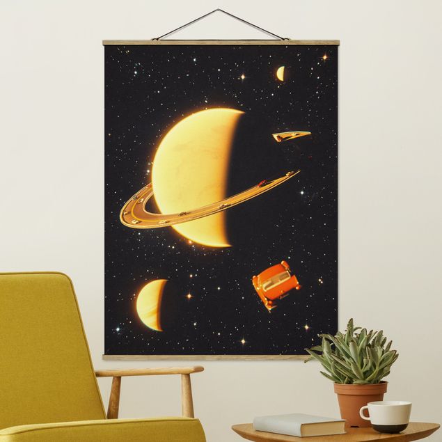 Babyzimmer Deko Retro Collage - Die Ringe des Saturn