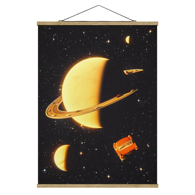 Wanddeko Jungenzimmer Retro Collage - Die Ringe des Saturn