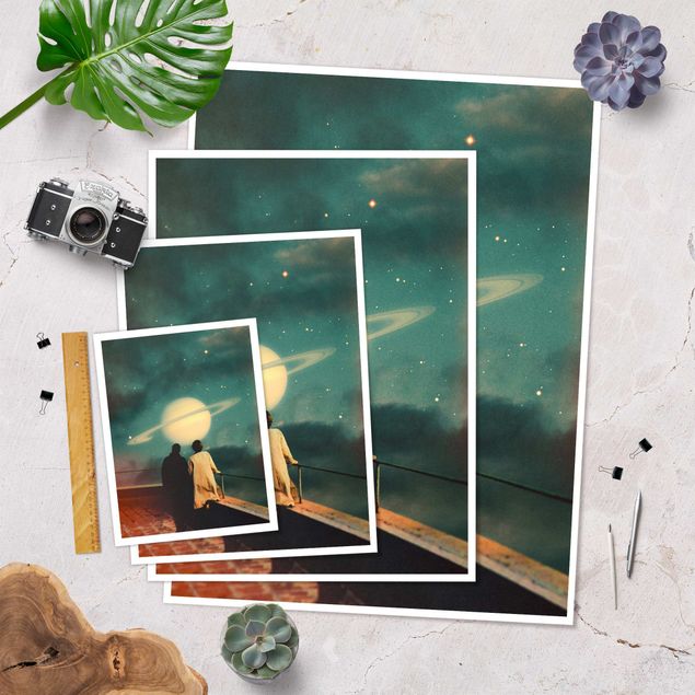 Wanddeko Fotomontage Retro Collage - Gemeinsam durch den Sturm