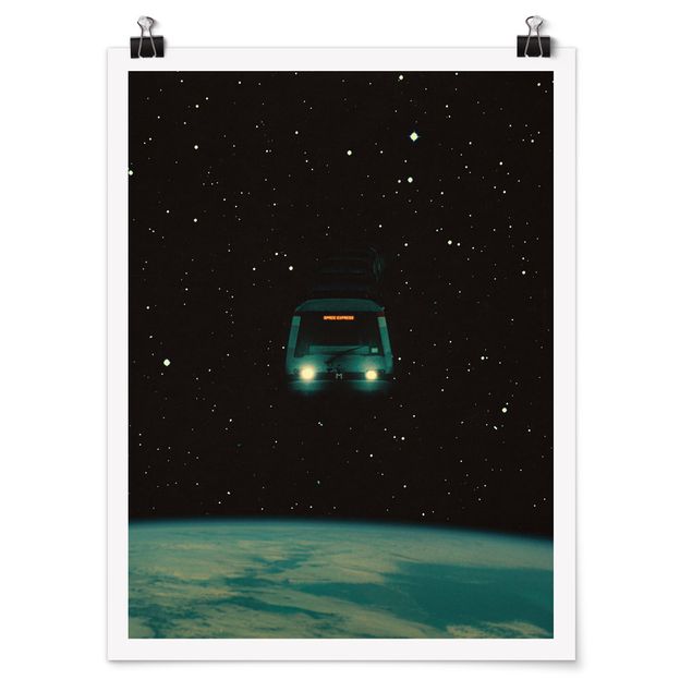 Wanddeko schwarz Retro Collage - Space Express