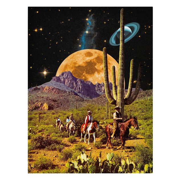 Wanddeko Jungenzimmer Retro Collage - Weltraum Cowboys