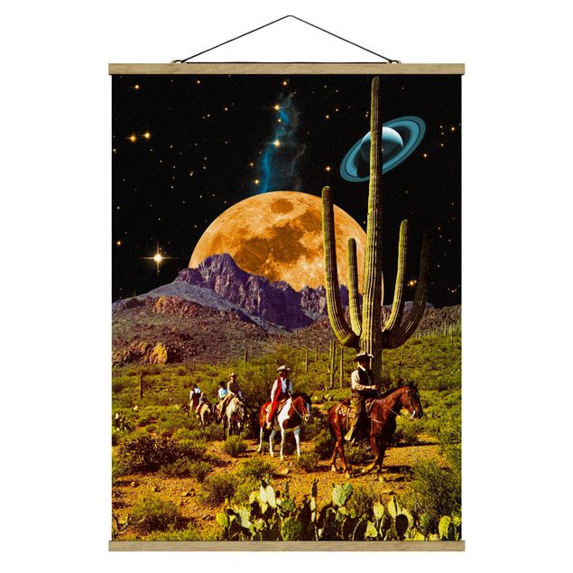 Wanddeko Büro Retro Collage - Weltraum Cowboys